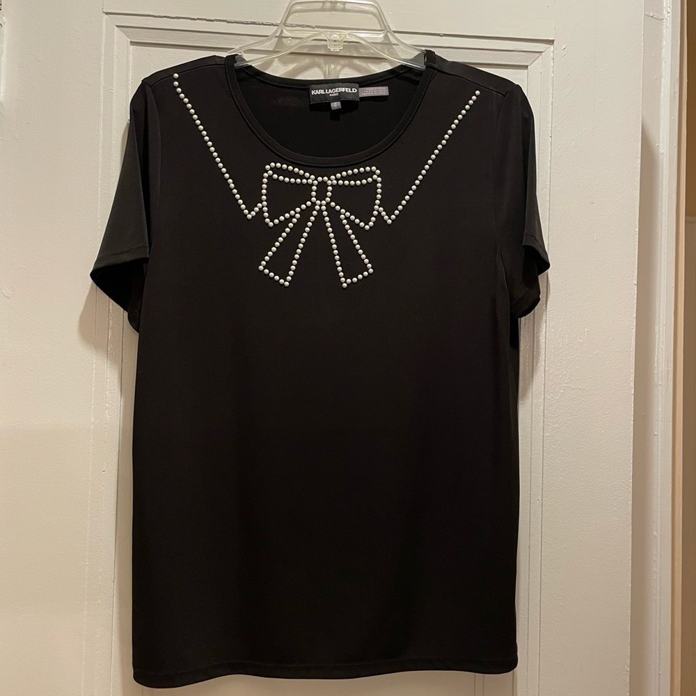 Black short sleeve top, Karl Lagerfeld size M